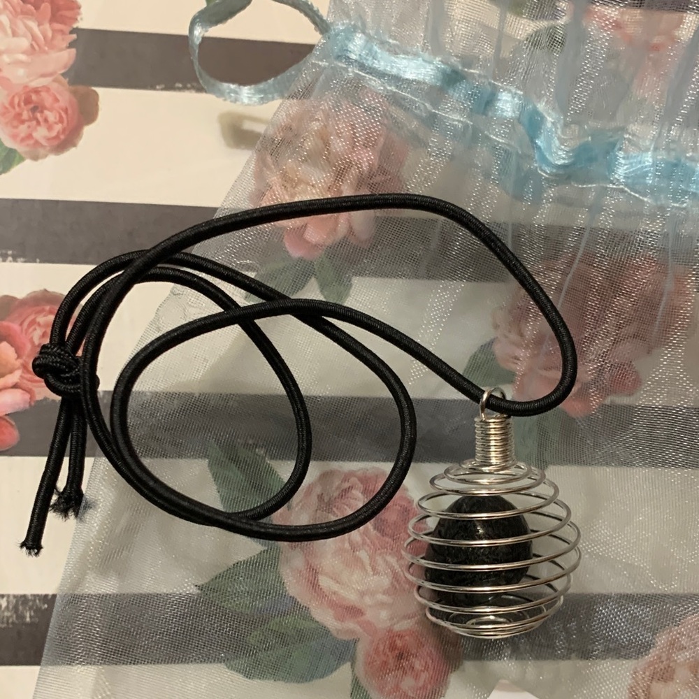 Silver Wire Wrapped Tourmaline Pendant Necklace